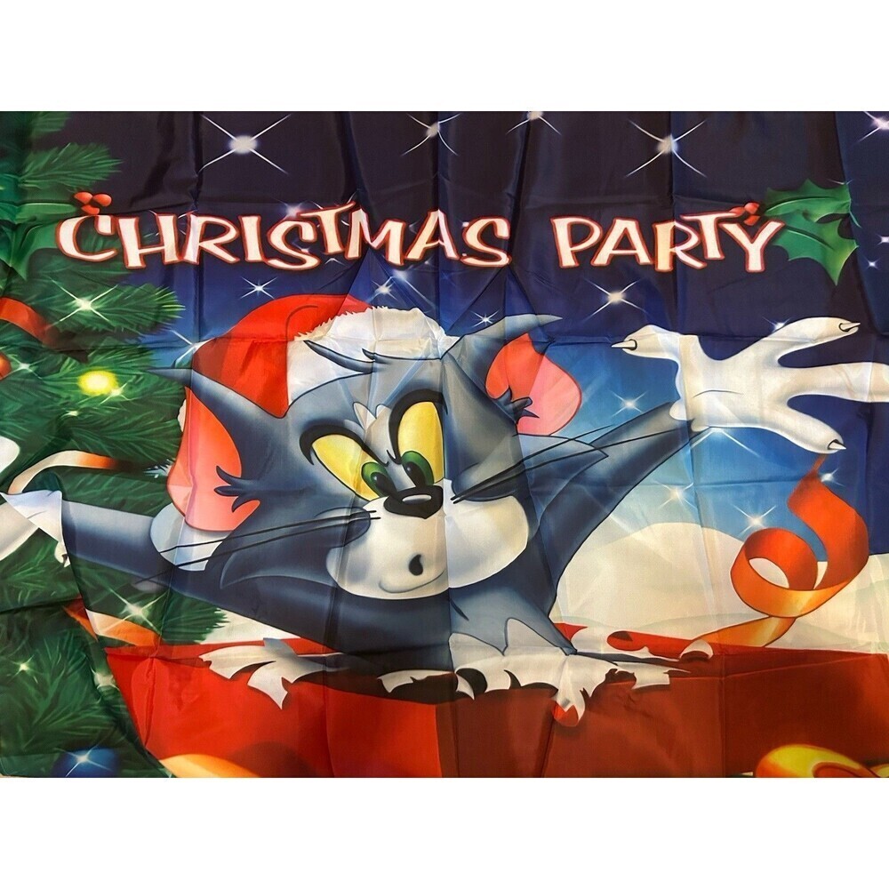 UIODXCN 4Pc Tom And Jerry Christmas Party 4 Pc Bath‎ Set Shower Curtain Mats